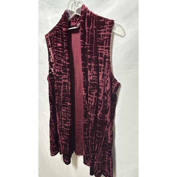 Susan Graver‎ Womens XS Maroon Burn Out Velvet Open Sleeveless Top - Picture 7 of 9